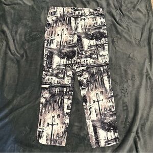 Abstract Black and White Print Pants